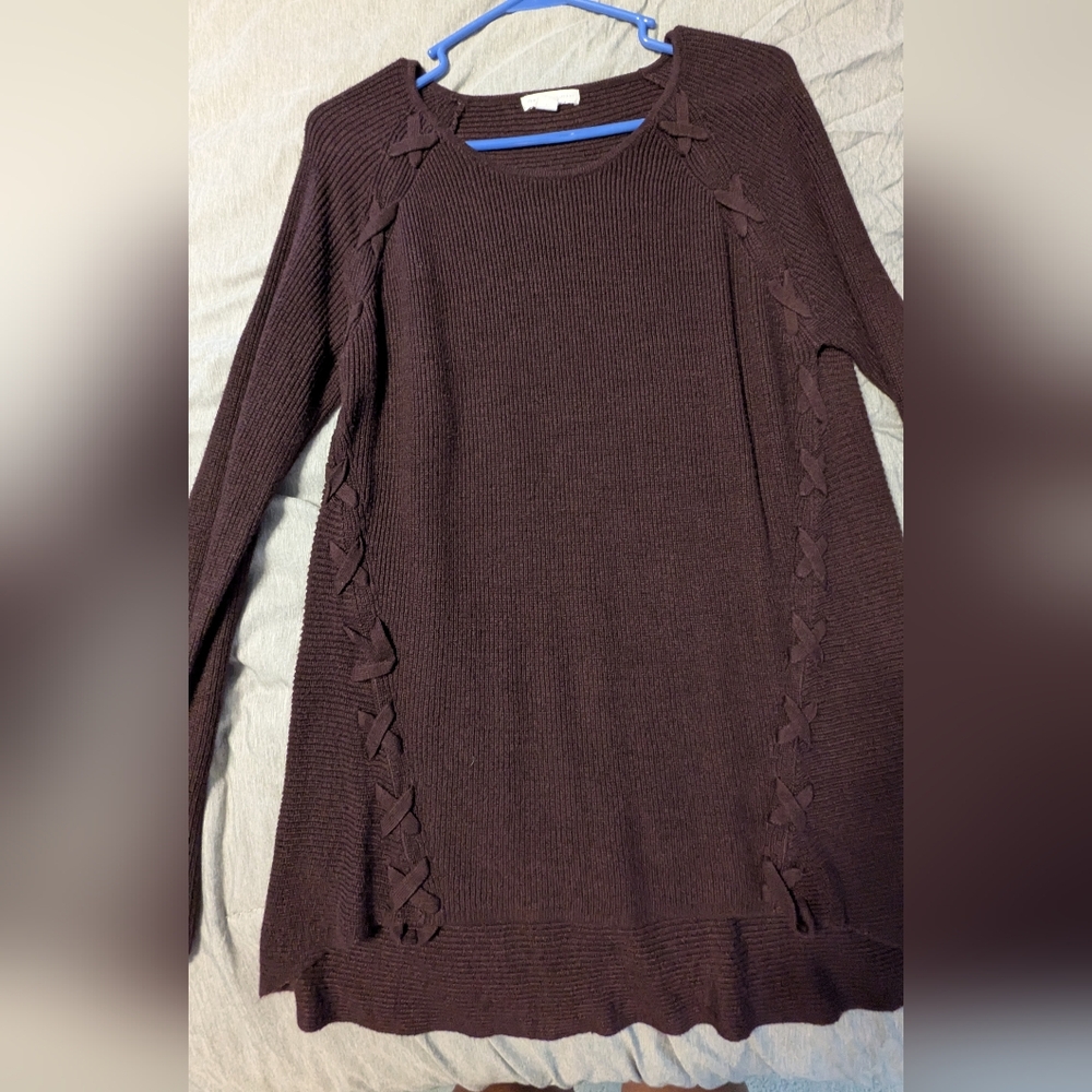 New York & Company Brown Crew Neck Sweater